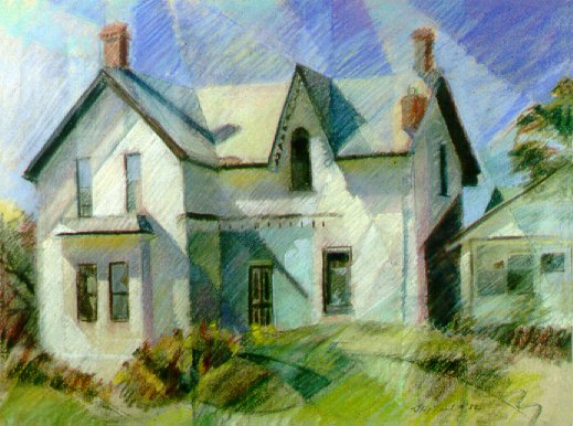 D20901: Edenbridge Farm House - Aurora, Ontario, Canada. North of Toronto. - This piece was done as a demonstration for a country side painting class. - Beautiful Ontario landscape paintings of freelance scientific illustrator and plein-air fine arts artist Patrice Stephens-Bourgeault