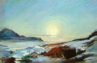 D40621: Arctic Summer Solstice - Midnight Sun - Beautiful Arctic landscapes paintings of freelance scientific illustrator and plein-air artist Patrice Stephens-Bourgeault