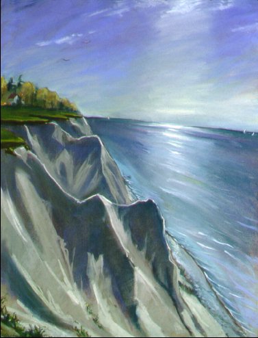 F10501: The Sands of Time - The Cliffs on the North Shore of Lake Ontario, East of Bond Head (Newcastle), Ontario, Canada - Beautiful Ontario landscape paintings of freelance scientific illustrator and plein-air fine arts artist Patrice Stephens-Bourgeault