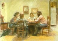 C91218: The Scrabble Players - Beautiful Genre scenes paintings of freelance scientific illustrator and plein-air artist Patrice Stephens-Bourgeault