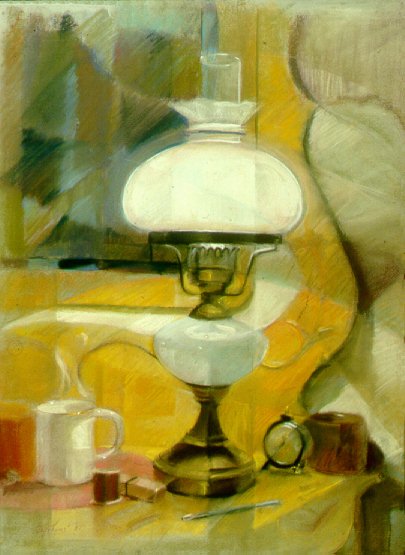 D10701: Bedside Lamp - Beautiful still life paintings of freelance scientific illustrator and plein-air fine arts artist Patrice Stephens-Bourgeault