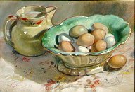 D31203: Goats Milk and Eggs - Beautiful still life paintings of freelance scientific illustrator and plein-air artist Patrice Stephens-Bourgeault